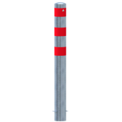 Impact protection bollards | as e-charging post protection |  152 mm | hot-dip galvanized with 3 blue reflective strips foil type RA1/A | for casting in concrete
